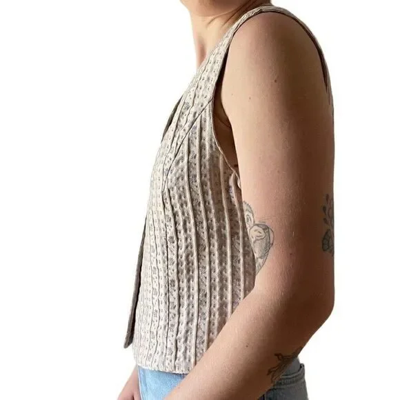 Vintage 1990s Liz Sport Lavender Floral V Neck Vest Sportcoat Tank Blouse Sz M - Picture 6 of 8